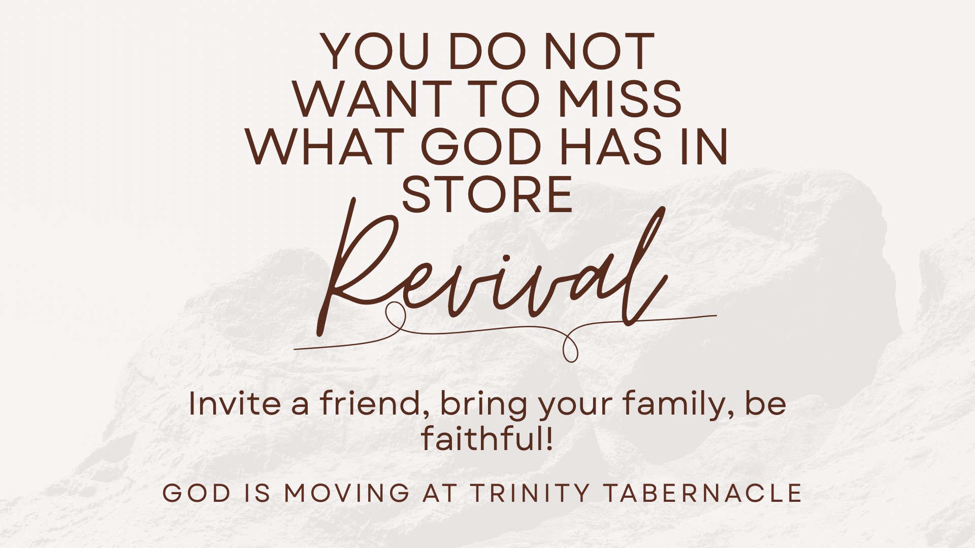 Fall Revival — invite a friend, bring your family! October 25–28 at Trinity Tabernacle